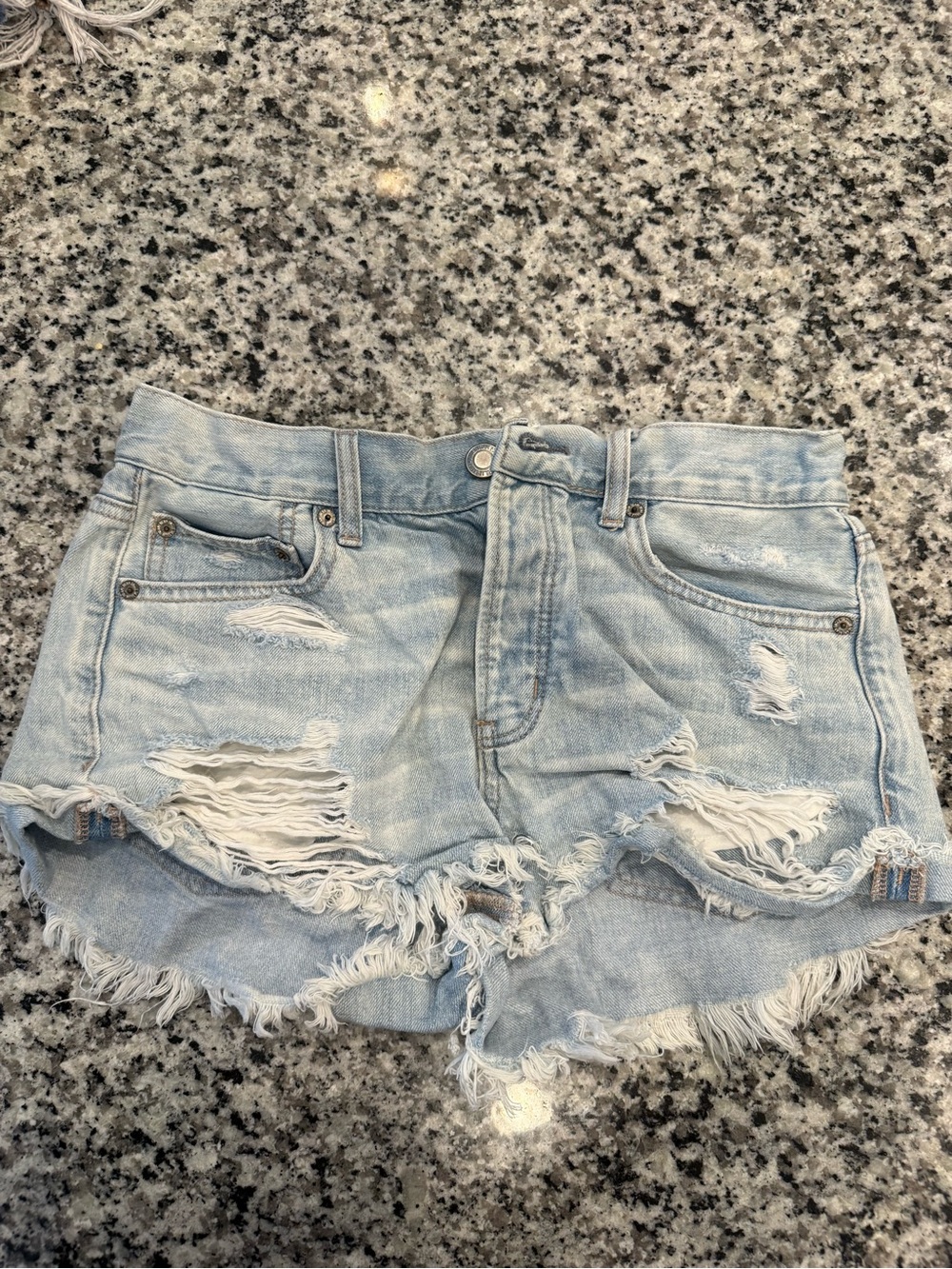 American Eagle Outfitters Light Blue Distressed Denim Cutoff Shorts